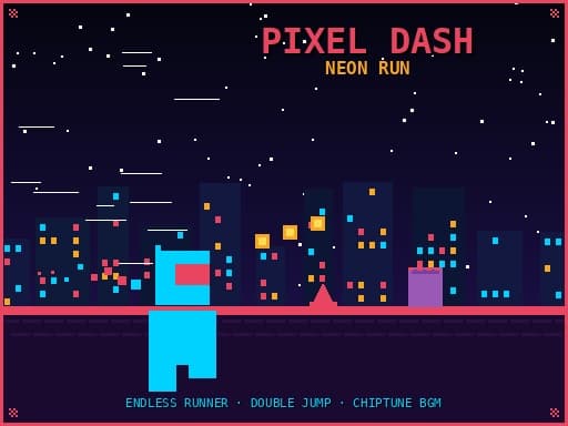 Captura de pantalla del juego PIXEL DASH: NEON RUN - clicker - Juego gratuito en línea
