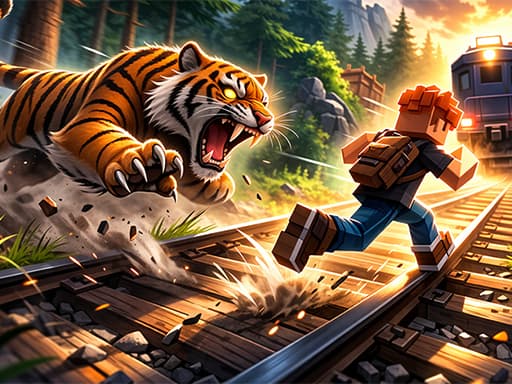 Captura de pantalla del juego Running From A Hungry Tiger - action - Juego gratuito en línea